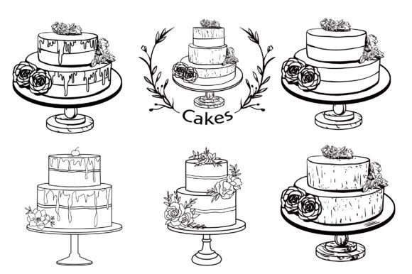 Elegant Wedding Cake Line Art for Modern Branding