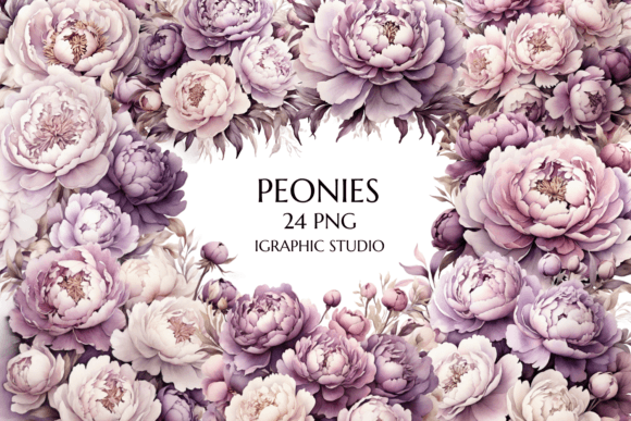 Enchanting Purple Peony Clipart for Wedding Designs