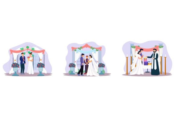 Flat Design Graphics for Elegant Wedding Invitations