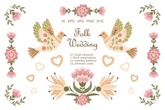 Folk Wedding: Hand-Drawn Florals for Timeless Designs