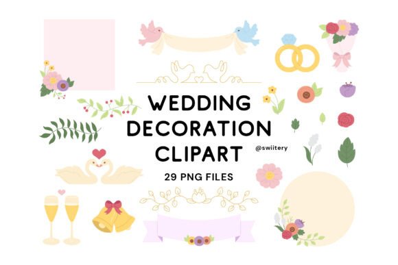 Wedding Decoration Clipart Set: 29 Elements for Your Creative Projects