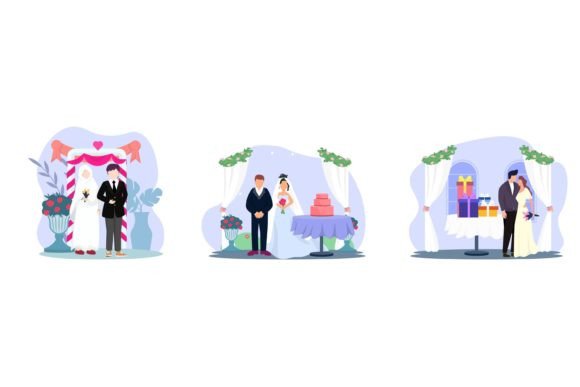 Wedding Reception Moment Flat: A Modern Design Asset